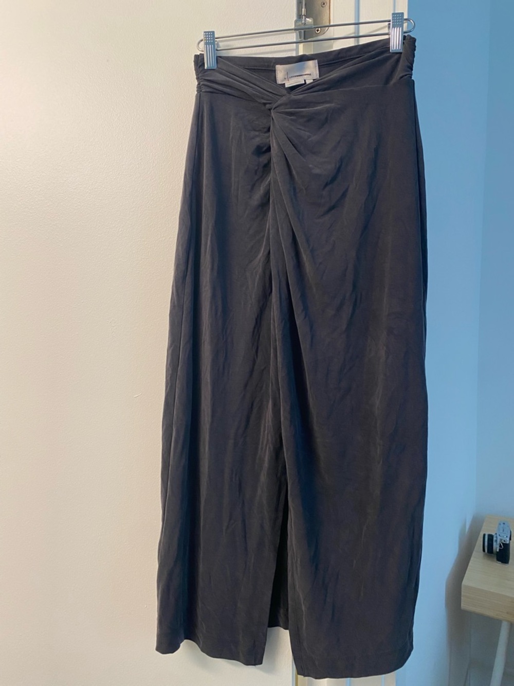 Grey Twisted Front Midi Skirt - Women